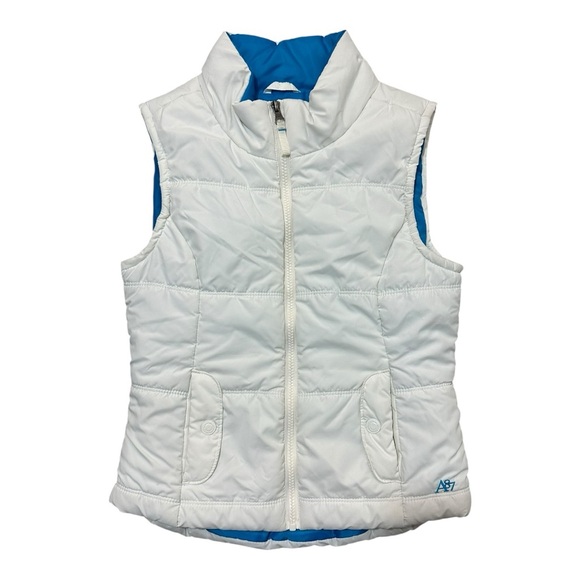 Aeropostale White Puffer Vest with Blue Interior, Size S/P - Picture 2 of 8